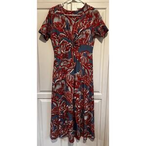 Soft Surroundings Size Petite Small Maxi Dress Floral Patriotic Casual V Neck